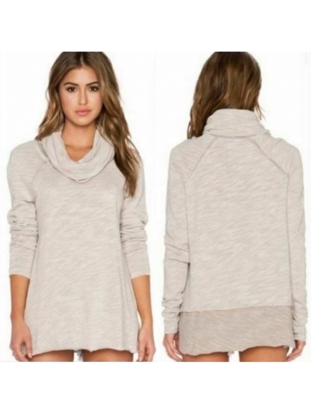 Free People Beach Cotton Cocoon Cowl Neck Long Sleeve Pullover Top Medium - Picture 11 of 12